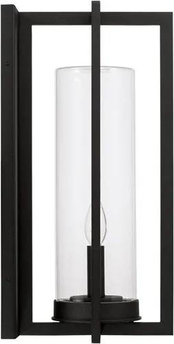Miniatura 7 de Capital Lighting 948211BK Kent - Linterna de pared moderna con cilindro de vidrio transparente de línea vertical para exteriores, 1 luz de 60