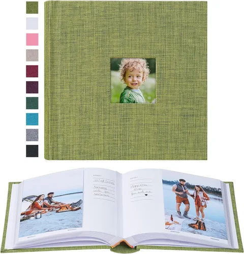 Miniatura 42 de Mublalbum Álbum de fotos de 4 x 6 pulgadas, 300 fotos, cubierta de lino con áreas de notas, libro de fotos para boda, familia, bebé y vacaciones