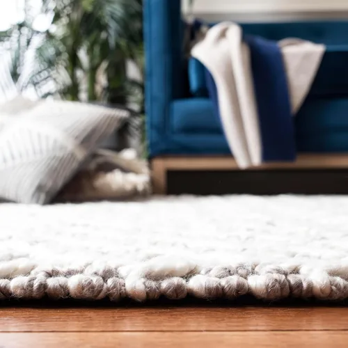Miniatura 4 de SAFAVIEH Natura Collection - Alfombra de pasillo, 2 pies 3 pulgadas x 8 pies, gris y beige, viscosa y lana hecha a mano, ideal para zonas de alto