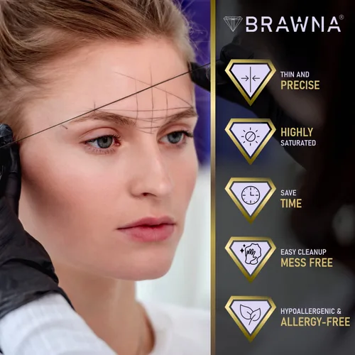 Miniatura 6 de BRAWNA PMU Supplies - Cuerda de mapeo preentintada para microblading y microsombreado de cejas - Cuerda de microblading premium - Herramienta