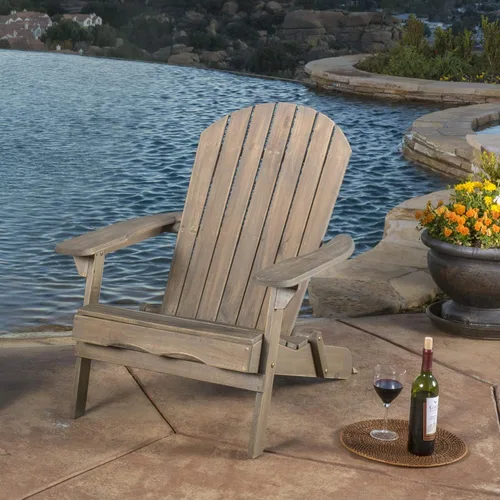 Miniatura 2 de Halley Adirondack silla reclinable de madera con reposapies, gris