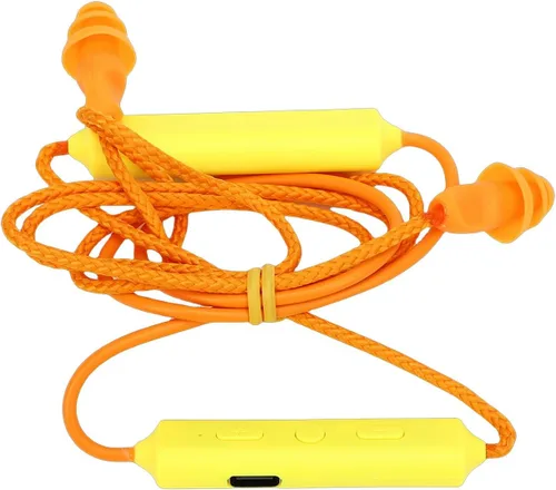 ASHATA Auriculares Bluetooth con banda para el cuello, IPX5, a prueba de agua, 200 mAh, recargable, para taller de construcción (amarillo)
