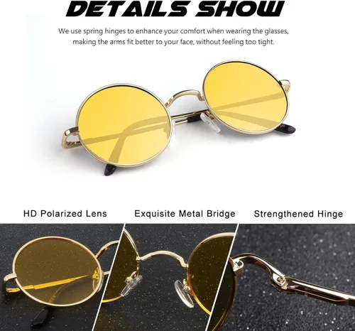 Miniatura 89 de CGID Gafas de sol unisex polarizadas redondas E01 Lennon