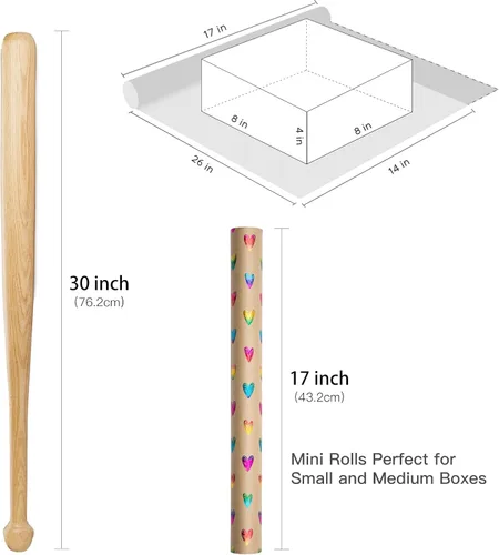 Miniatura 7 de RUSPEPA Rollo de papel de regalo de corazón para niñas, mini rollo, papel de estraza de papel de estraza con patrones de corazón dibujado a mano