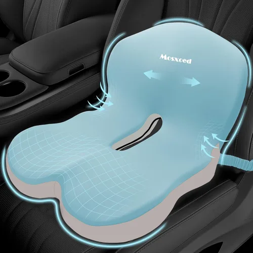 Miniatura 12 de Cojín de asiento de espuma viscoelástica para ciática y alivio del dolor de espalda, almohadilla ergonómica para silla con correa ajustable y funda