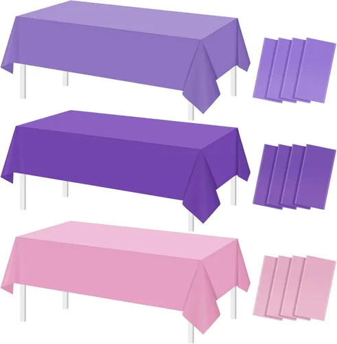 Miniatura 11 de MASHAN 6Pack de manteles para revelación de género, manteles desechables de plástico rosa y azul, fundas de mesa rectangulares para decoración