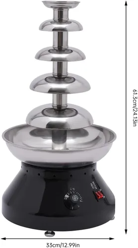 Miniatura 3 de Máquina de fuente de chocolate comercial de 5 niveles, derretidor de chocolate de acero inoxidable de gran capacidad de 7 libras con control preciso