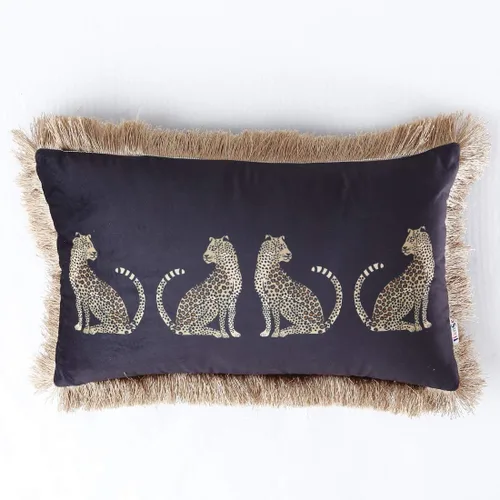 Miniatura 8 de vctops - Funda de cojín cuadrada con estampado de leopardo, super suave, de terciopelo, con diseño de animales, con borlas, funda decorativa