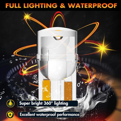 Miniatura 6 de Alopee Paquete de 30 bombillas LED 194 ámbar acrílico T10 bombilla LED ámbar DC 12V luces interiores de coche para 194 168 T10 2825 W5W marcador