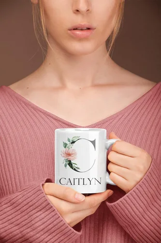 Miniatura 4 de Personalized Mug with Floral Inital and Name, Letters A-Z Coffee Mug for Bridesmaid Gift, Teachers Gift, Girls Trip Gift, Favors & More
