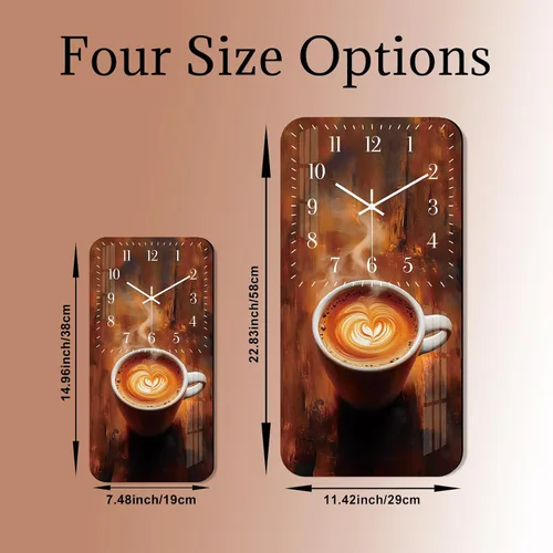 Miniatura 5 de Reloj de pared de taza de café para cocina, reloj de pared rectangular de madera, funciona con pilas, 12 pulgadas, relojes rústicos vintage