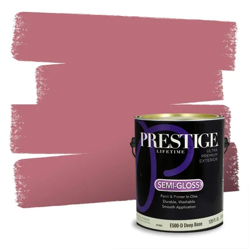 Miniatura 189 de Prestige Paints Pintura exterior e imprimación en uno, 1 galón, plano, coincidencia comparable de Valspar* Amber Rose*
