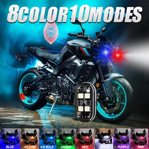 Miniatura 4 de 4 luces estroboscópicas LED inalámbricas, luces LED inalámbricas para automóvil con control remoto, 8 colores, carga USB, IP65, impermeable