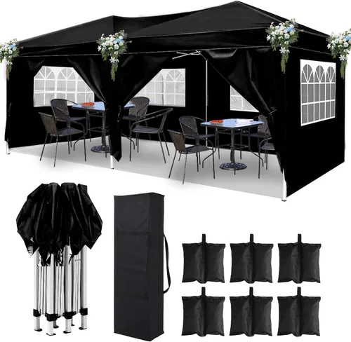 Miniatura 14 de 10x20 Azul Carpa Plegable para Exterior con 6 Paredes Laterales, Carpa para Bodas y Fiestas al Aire Libre Resistente al Agua para Fiestas UV50