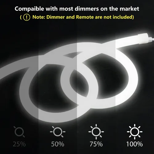 Miniatura 7 de Cuerda de luz LED de neón de 360°, tubo redondo de 3.28 pies, 6500 K, tira de luces LED blancas de iluminación de 360 grados, IP65, impermeable