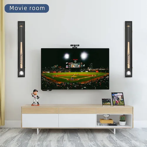 Miniatura 7 de HOROW Vitrina de bate de béisbol – Marco de madera de montaje en pared de bate de béisbol con soporte de puerta transparente acrílico para gabinete