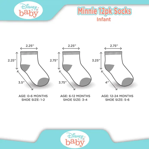 Miniatura 5 de Disney Baby Girl Socks - 12 Pack Minnie Mouse, Daisy Duck, Princess Socks for Infants - Newborn Essentials for Girls (0-24M)