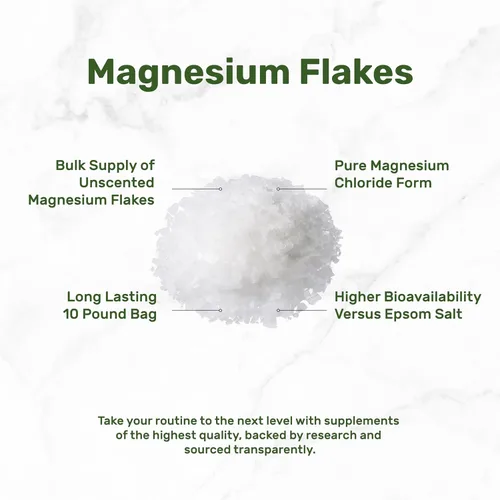 Miniatura 2 de Pure Magnesium Flakes Bath Soaks, 10lbs - Sustituto natural de la sal de Epsom Copos de cloruro de magnesio de alta absorción Hidrata la piel