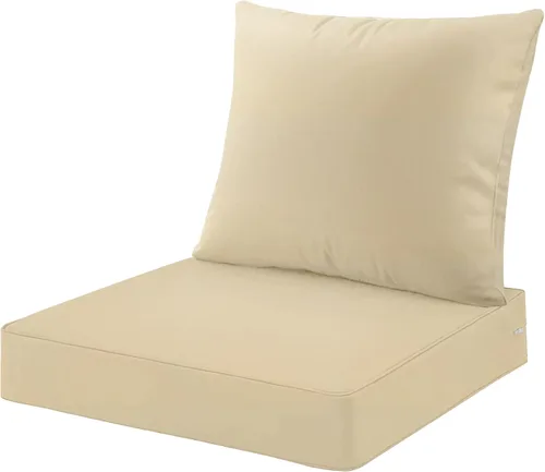 Miniatura 19 de ARTPLAN Juego de 2 cojines de asiento profundo con respaldo, cojines de sofá para exteriores para todo tipo de clima, tela de poliéster, espuma