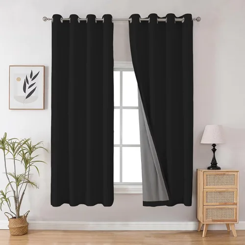 Miniatura 23 de Joydeco - Juego de 2 paneles de cortinas opacas de 63 pulgadas, 2 cortinas largas con aislamiento térmico burg, cortinas de oscurecimiento