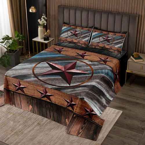 Miniatura 25 de Feelyou Colcha de vaquero occidental, tamaño King, diseño rústico de Texas Star con botas de vaquero, colcha acolchada para niños pequeños, diseño
