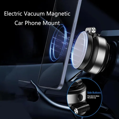 Miniatura 5 de Soporte magnético de teléfono eléctrico al vacío, soporte de teléfono de coche con succión al vacío manos libres, soporte de teléfono magnético