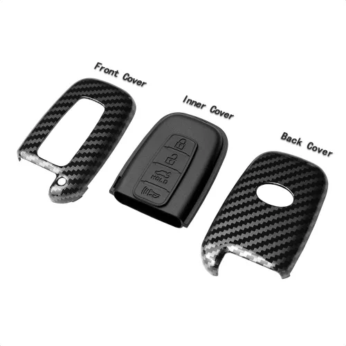 Miniatura 2 de Funda para llavero con cubierta negra Compatible con Hyundai Azera Elantra GT EQUUS Genesis Coupe Santa FE Sonata Tucson Veloster para KIA Borrego