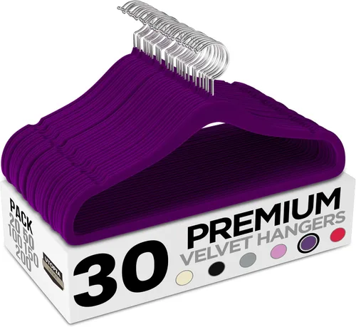 Miniatura 13 de Utopia Home Perchas de terciopelo paquete de 50 – Perchas antideslizantes con gancho giratorio de 360 grados – para pantalones, abrigos, camisas
