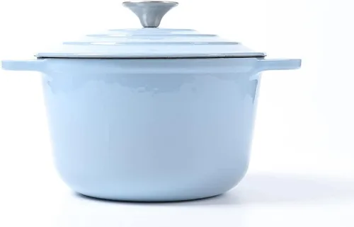 Miniatura 4 de HAWOK Horno holandés de hierro fundido esmaltado de 3 cuartos de galón, diámetro 7.87 pulgadas con tapa, azul