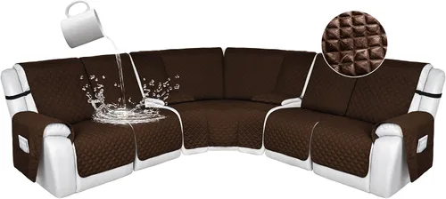 Miniatura 163 de HDCAXKJ Fundas de sofá seccional reclinable 100% impermeable, forma de L, funda de sofá reclinable lavable acolchada suave para mascotas, perro