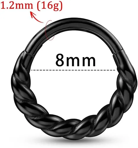 Miniatura 2 de Septum rings hoops,1PCS 16G8mm Ring Multi-Cones Surgical Stainless Steel Nose Ring Hoop Jewelry Clicker Cartilage Earring Hinged Segment Daith