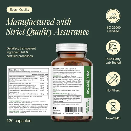 Miniatura 7 de Ecosh ParaHerb™ Ajenjo, nuez negra, clavo y rebozuelos Extracto Intestinal Cleanse – Soporte herbario para desintoxicación intestinal y digestión