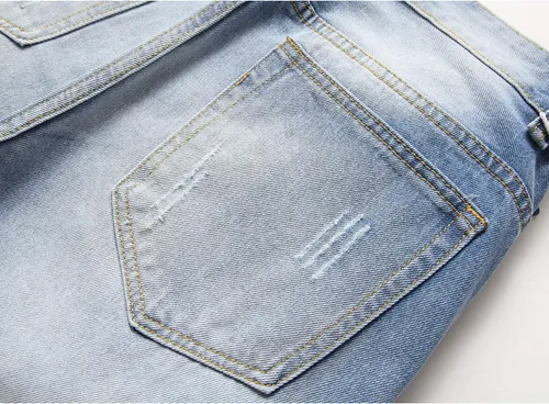 Miniatura 7 de Jeans rasgados para hombre, ajustados, ajuste regular, pierna cónica, desgastados, pantalones de mezclilla para hombre con agujero