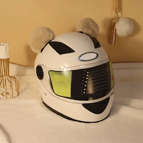 Miniatura 5 de 1 par de orejas de oso de felpa para casco, orejas de oso redondo, decoración de casco de accesorios para casco