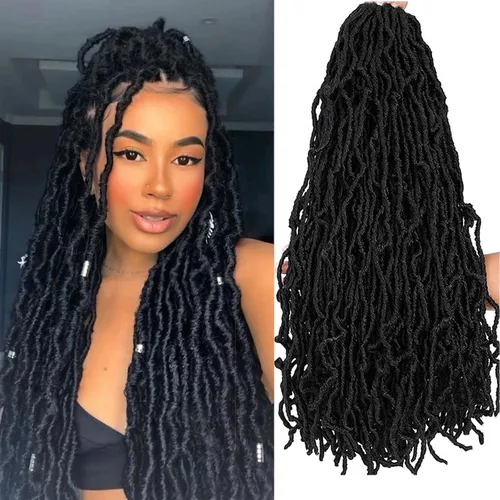 Miniatura 10 de Pelo sintético de ganchillo de 18 pulgadas, 2 paquetes de rastas suaves de diosa, trenzas de ganchillo pre-enlazadas para mujeres negras, pelo