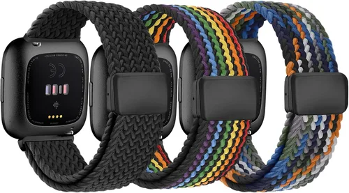 Miniatura 16 de Pack de 6 bandas de nailon compatibles con Fitbit Versa, banda de reemplazo suave, elástica, ajustable y elegante, adecuada para hombres y mujeres