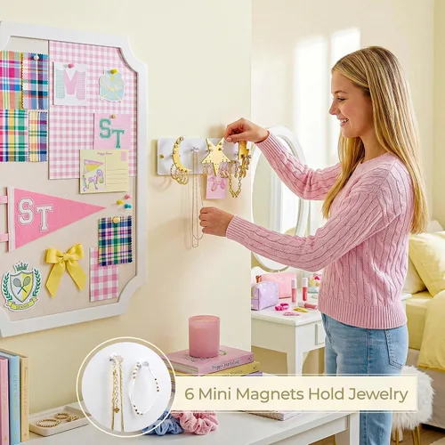 Miniatura 5 de Organizador magnético de joyas montado en la pared Almacenamiento de joyas colgantes Soporte de joyería Preppy Soluciones de almacenamiento