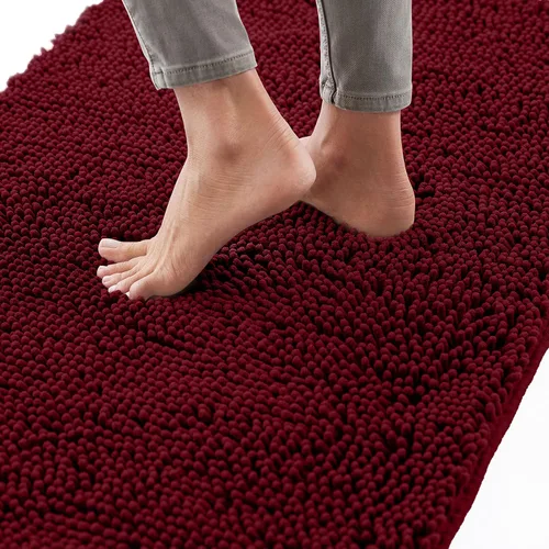 Miniatura 88 de Gorilla Grip - Tapete de baño afelpado, absorbente, peludo, de felpilla, para base de inodoro cuadrada, reverso de goma, suave, de microfibra, claro