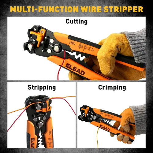 Miniatura 6 de Kit de herramientas de crimpado y pelado de virola de 1188 piezas, AWG 23-7 (0.25-10 mm²), pelacables automático con virolas de alambre, terminales