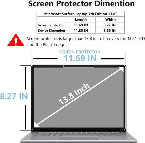 Miniatura 5 de Megoo - Protector de pantalla para laptop Microsoft Surface 8/7 de 13.8 pulgadas (2026/2024), película protectora de vidrio templado ArmorShield
