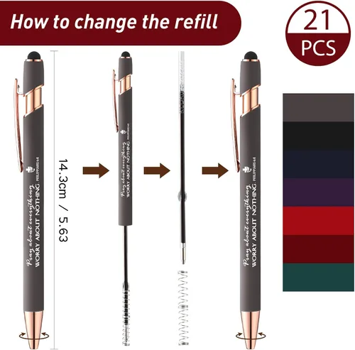 Miniatura 3 de Fumete 21 bolígrafos cristianos con punta de lápiz capacitivo, 7 colores, 7 citas, versículo de la Biblia, bolígrafo inspirador cristiano, regalo