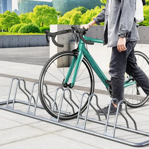 Miniatura 4 de Simple Houseware - Soporte de almacenamiento ajustable para 5 bicicletas, aparcamiento para suelo, color negro