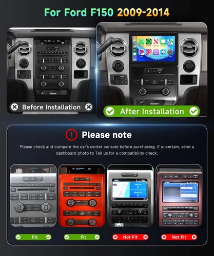 Miniatura 2 de Radio de coche 4G+128G para Ford F150 2008-2014 Estéreo de 9 pulgadas Pantalla táctil completa inalámbrica CarPlay/Android Auto Android 15 Bluetooth