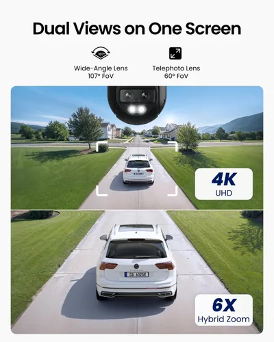 Miniatura 3 de REOLINK 4K Cámara con cable WiFi para exterior, Cámara de seguridad de 8MP con lente dual, Cámara PTZ 360 con seguimiento automático, Wi-Fi Gris
