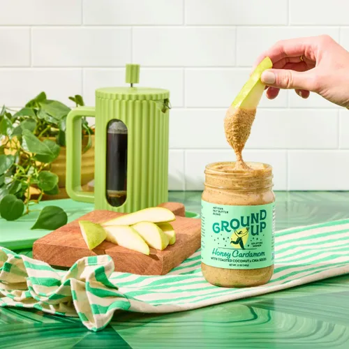 Miniatura 6 de Ground Up Mantequilla de almendras y anacardos - cardamomo de miel con semillas de chía - Sin maní, sin lácteos, sin gluten, vegana - 1 tarro de 12