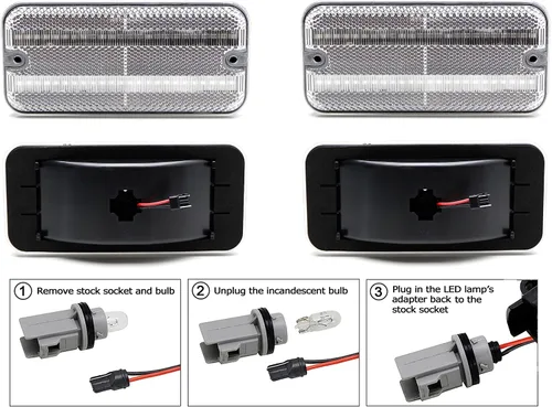 Miniatura 8 de iJDMTOY Kit de luz de marcador lateral frontal y trasero con lente semitansparente ámbar/rojo, compatible con GMC/Chevy Van Sportcan Vandura SaVana