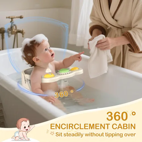 Miniatura 2 de Asiento de baño para bebés de 6 meses en adelante, asiento de baño antideslizante para bebé y recién nacido con ventosas, asiento seguro para bañera
