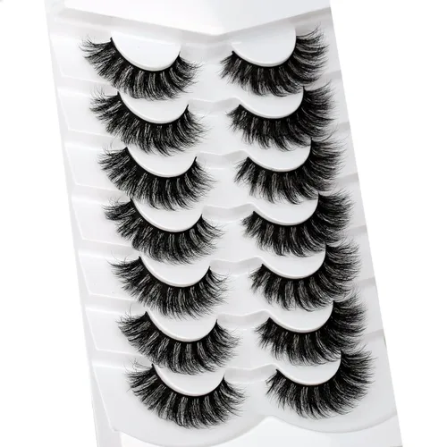 Miniatura 373 de Pooplunch - Pestañas postizas finas de visón sintético, estilo ojo de gato, naturales, cruzadas, tipo racimo, efecto 8D de volumen, tiras