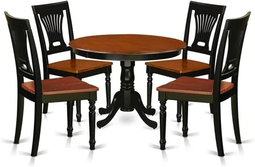 Miniatura 10 de East West Furniture HLPL3-BCH-W Hartland - Juego de cocina de 3 piezas que contiene una mesa redonda con pedestal y 2 sillas de comedor, 42 x 42