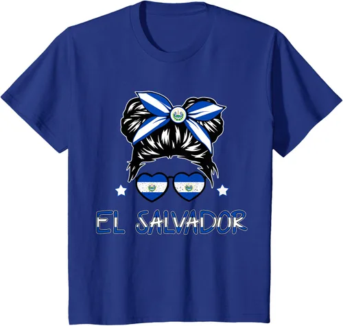 Miniatura 42 de Camiseta de El Salvador para Niñas Bandera Patrimonio Hispano Salvadoreño